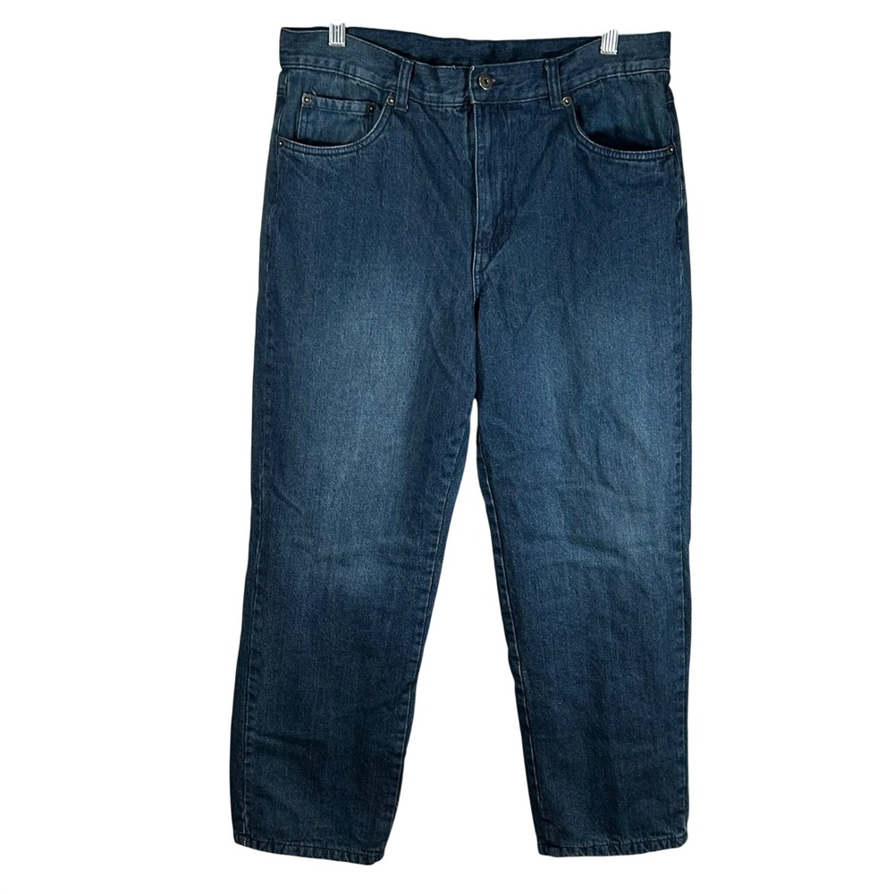 Adventuridge Mens Flannel Lined Jeans 38x32‎ Dark Wash Buffalo Plaid Denim Pants